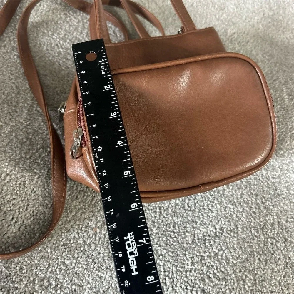 Unbranded Vintage Brown Leather Crossbody Bag Unisex Casual